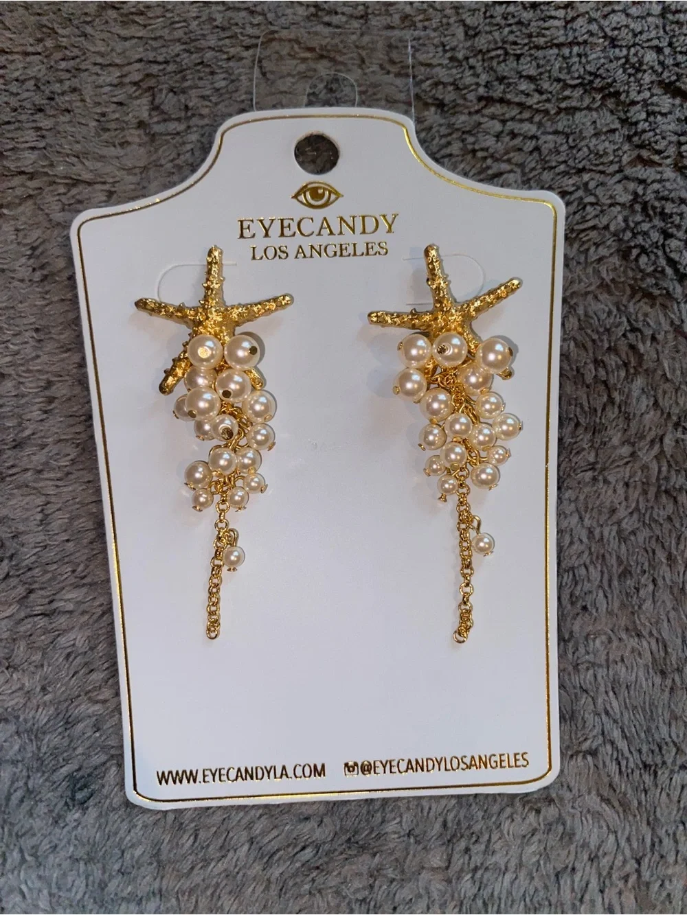 Eye Candy Los Angeles Danica Starfish Earrings w/Faux Pearl Drops $58